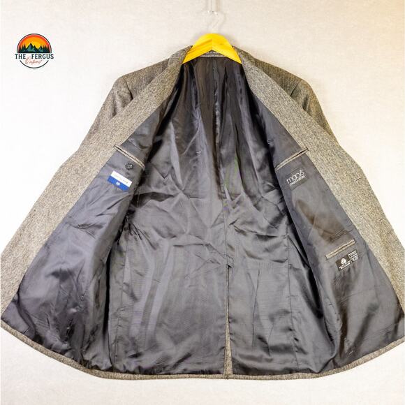 Savile Row Macys Suit Jacket Blazer Gray Single-Breasted Notch Lapel Men's L 44 - Picture 3 of 14